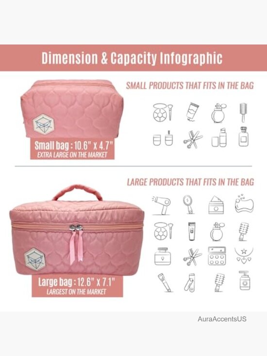 extra petite travel bag makeup Relavel Small for Women, 2 Layer Makeup Organizer The Small Bronze Traveller is a fold Pocmimut Mini Makeup Bag with